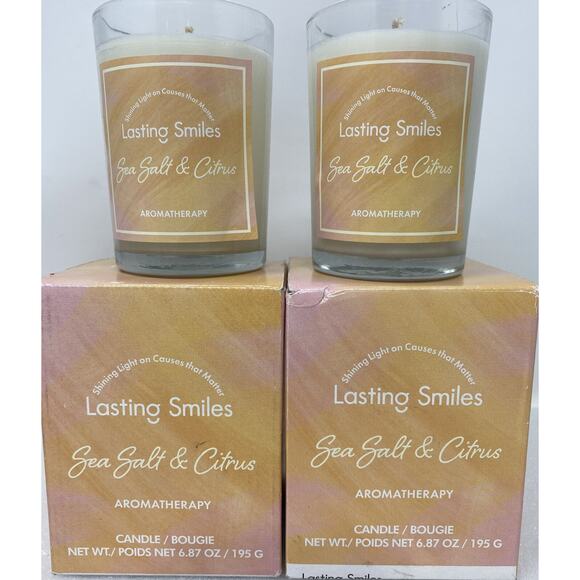 Lot of 2 LASTING SMILES SEA SALT & CITRUS AROMATHERAPY CANDLE 6.87 FL OZ. NIB - Picture 2 of 6